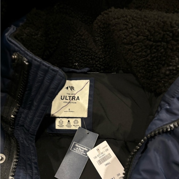 Abercrombie Fitch Mens Navy Wind Water Resistant Hooded Ultra Parka Jacket NEW - Picture 4 of 6